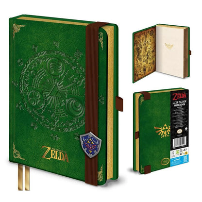 Cuaderno verde The Legend of Zelda con Trifuerza, banda deslizante y cantos dorados