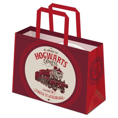 Bolsa shopping roja de Harry Potter con diseño del Hogwarts Express