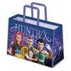 Bolsa shopping Huntrix de K-Pop Demon Hunters con tres personajes y asas moradas