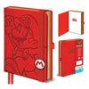 Cuaderno A5 rojo de Super Mario con diseño en relieve y cierre