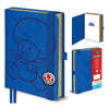 Cuaderno A5 azul de Toad Super Mario con tapa dura y cantos dorados