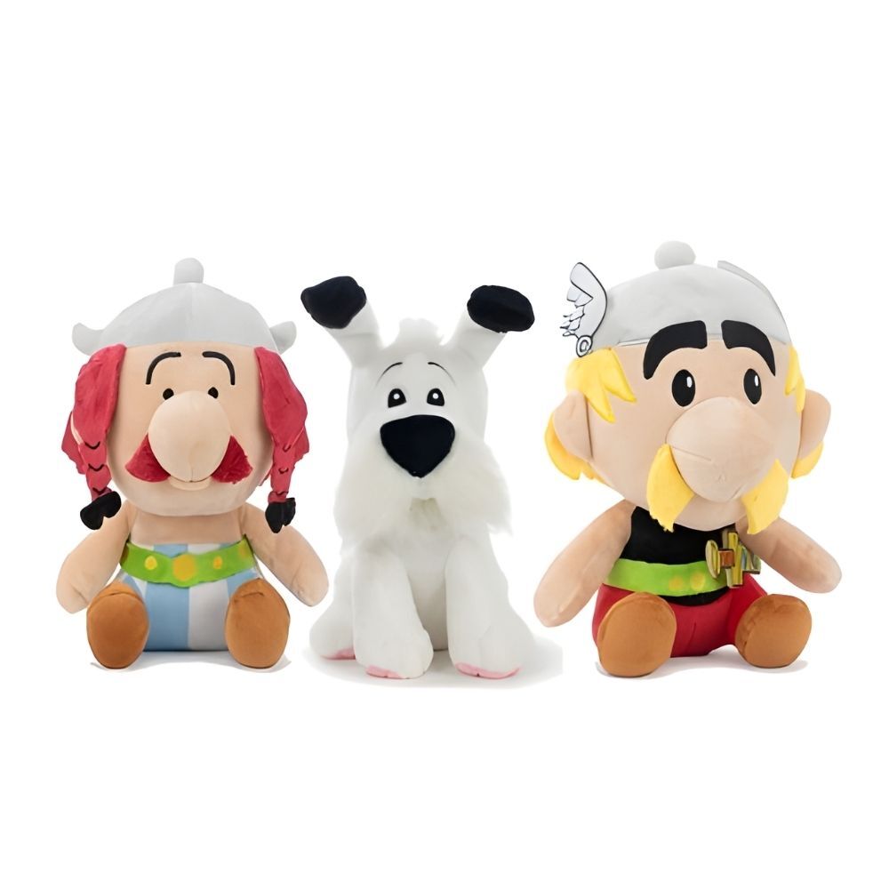 Peluches Chibix de Astérix, Obélix e Idéfix de 26 cm