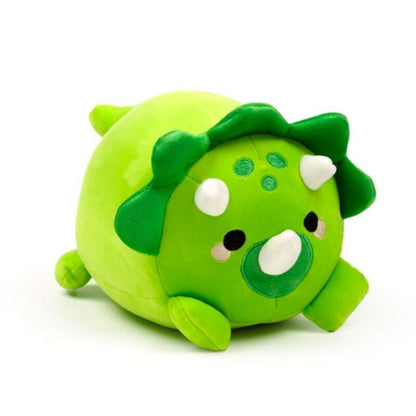 Peluche dinosaurio verde transformado en almohada de viaje naranja - 3