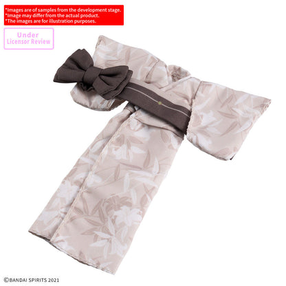 Set de yukata de tela 30MS con obi oscuro