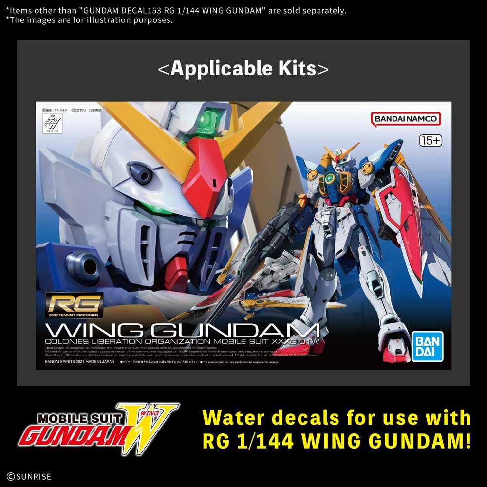 Hoja Gundam Decal 153 para maqueta RG 1/144 Wing Gundam - 2
