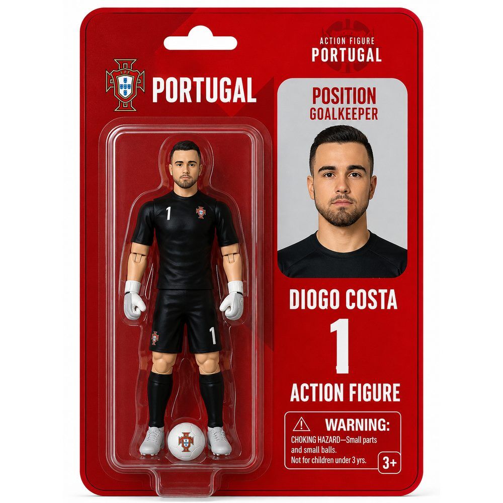 Figura articulada de Diogo Costa con uniforme negro de Portugal