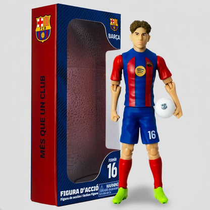 Figura articulada de Fermín con uniforme del F.C. Barcelona y balón