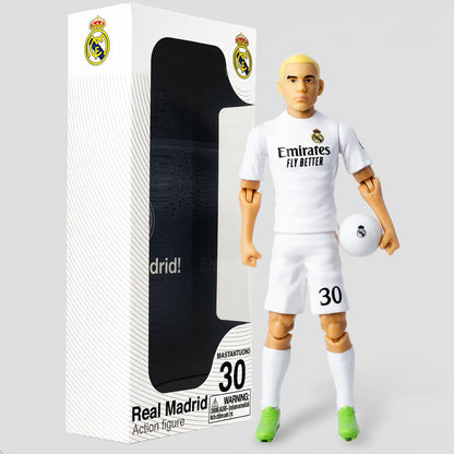 Figura articulada de Mastantuono con uniforme blanco del Real Madrid