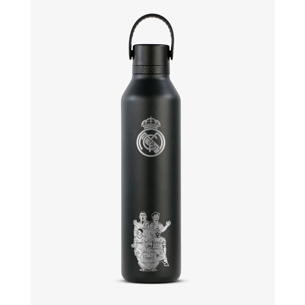 Botella termo negra del Real Madrid de 1 litro con escudo y jugadores