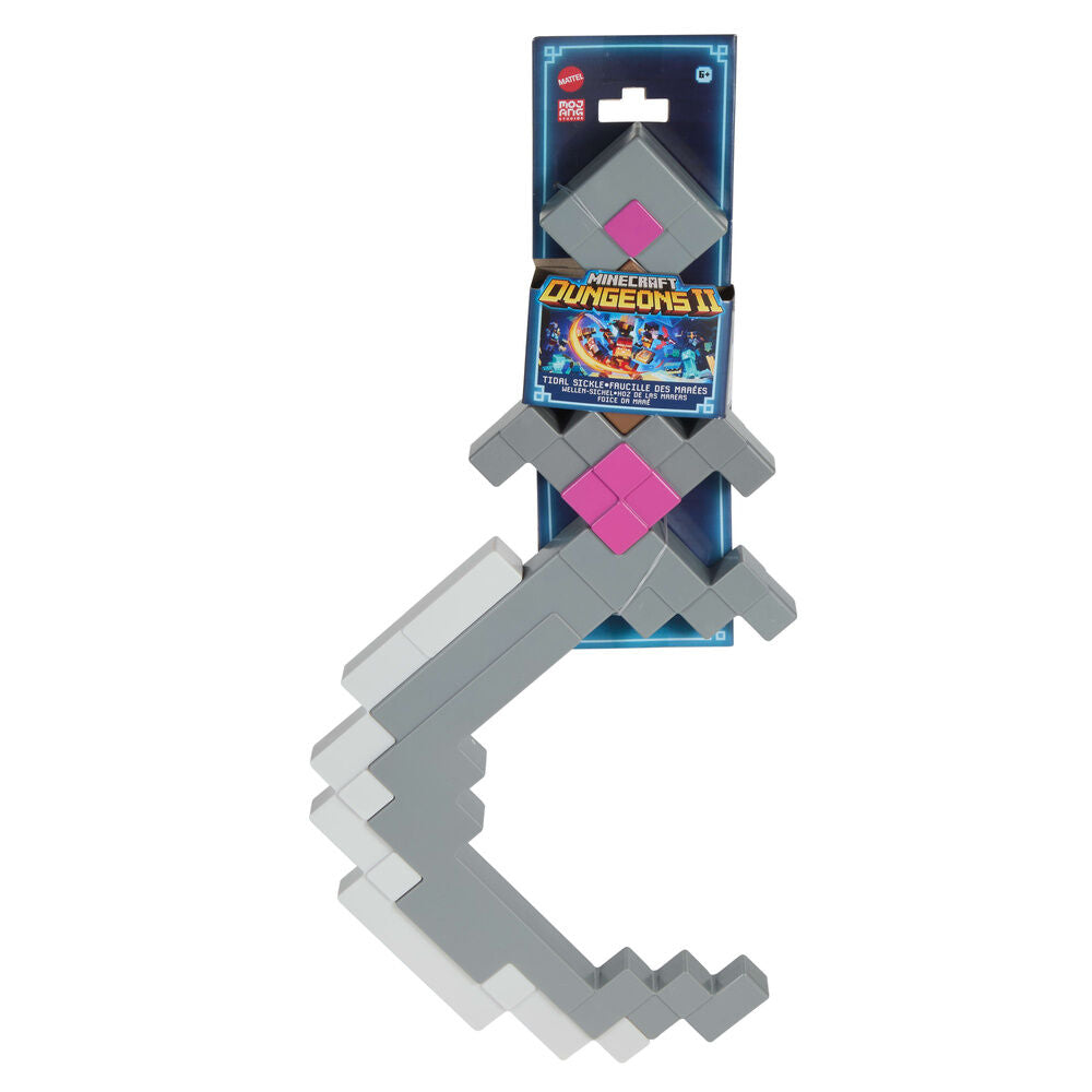 Espada Media Luna Spicewood de Minecraft en gris y magenta