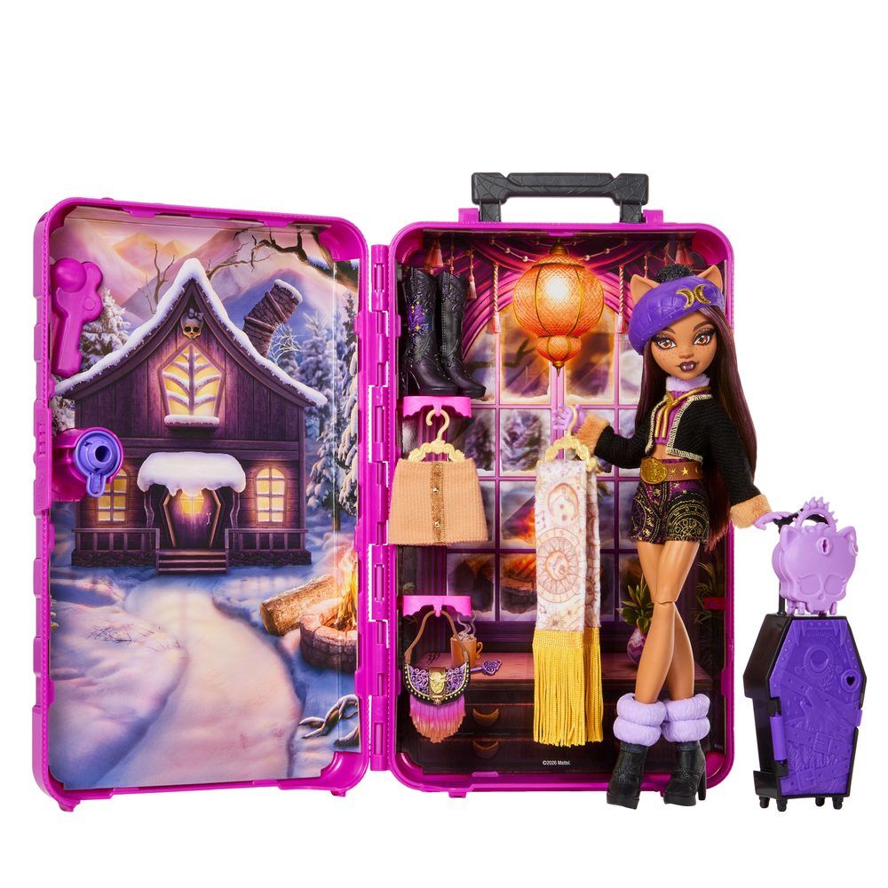 Muñeca Clawdeen Wolf Monster High con armario portátil y accesorios