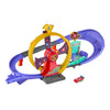 Pista luminosa de coches de Rayo McQueen Cars con looping y cafetería V8 de Flo