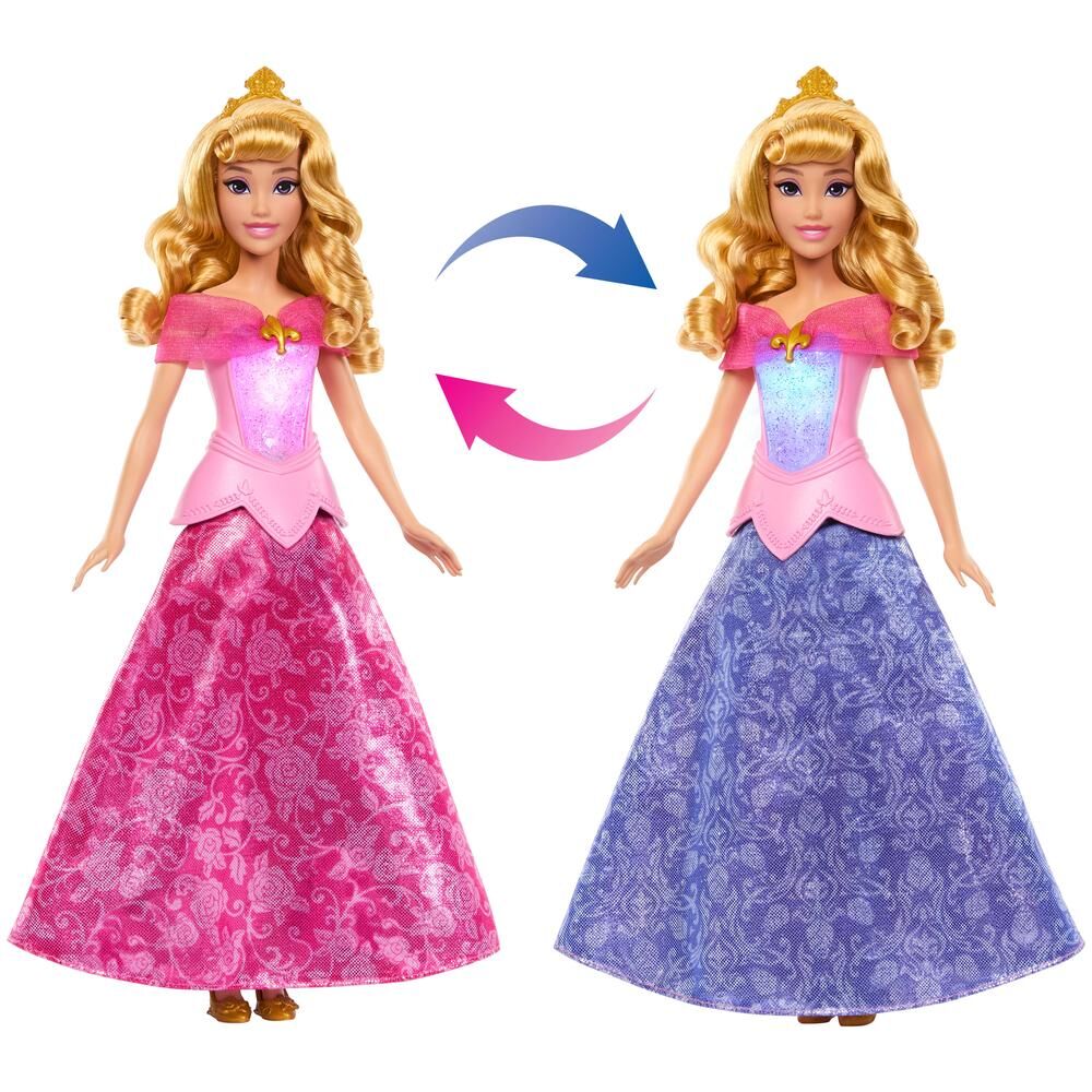 Muñeca Aurora Disney con vestido rosa y azul de cambio de color