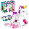 Unicornio MEGA Bloks blanco y rosa con cuerno dorado y ruedas