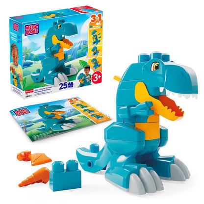 Dinosaurio T-Rex azul de MEGA Bloks con bloques de construcción