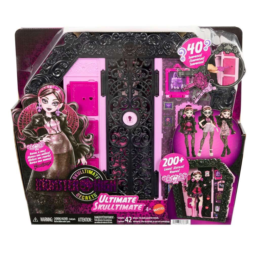 Muñeca Draculaura Monster High con armario Ultimate Skulltimate negro y rosa - 2
