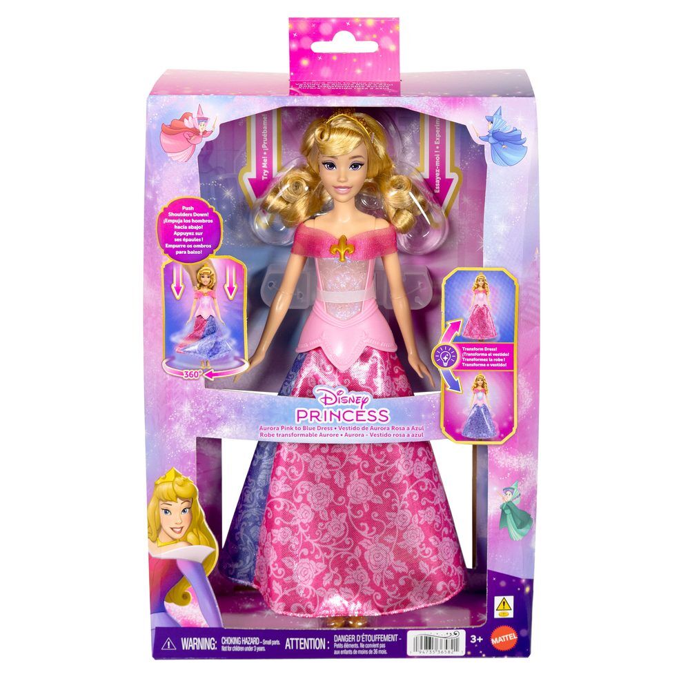 Muñeca Aurora Disney con vestido rosa y azul de cambio de color - 2