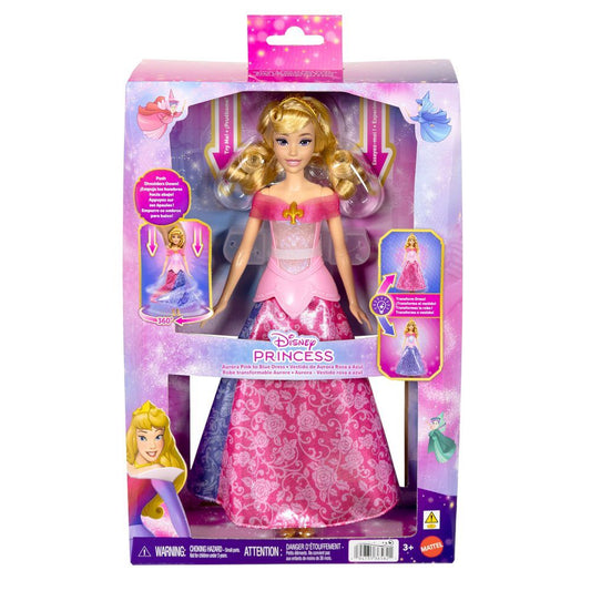 Muñeca Aurora Disney con vestido rosa y azul de cambio de color - 2