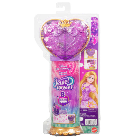 Muñeca Rapunzel Disney Jewel Reveal con vestido rosa, tiara y joya corazón - 2