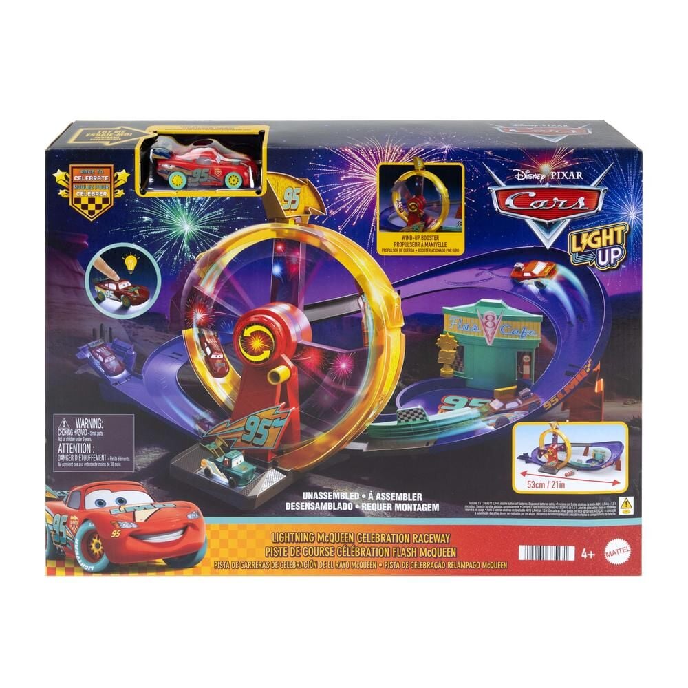 Pista luminosa de coches de Rayo McQueen Cars con looping y cafetería V8 de Flo - 3