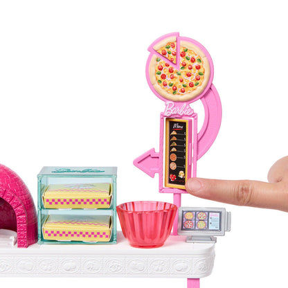Muñeca Barbie con conjunto de pizzería rosa, horno y accesorios - 3