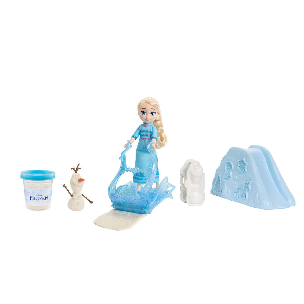 Set Frozen con figura de Elsa niña, Olaf, masa de nieve y trineo - 3