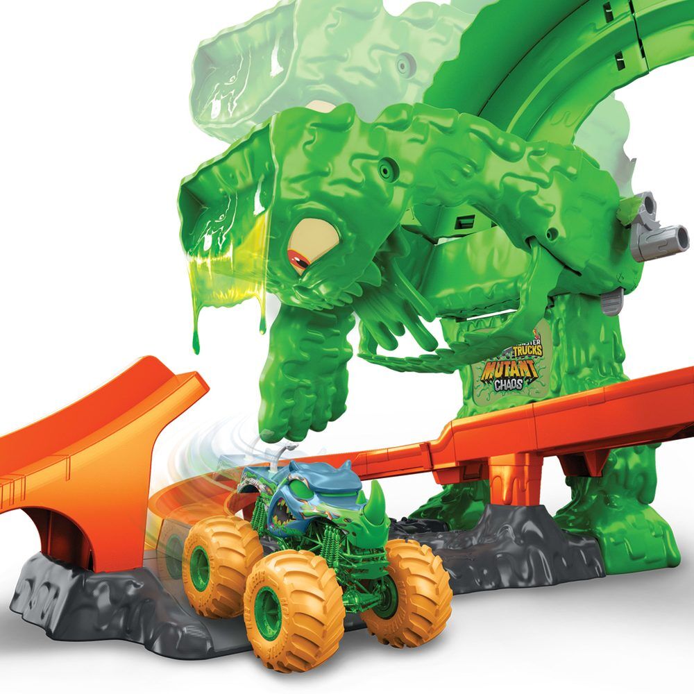 Pista Hot Wheels Monster Trucks Mutant Chaos con coche y Slime - 5