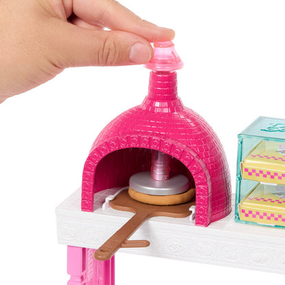 Muñeca Barbie con conjunto de pizzería rosa, horno y accesorios - 5