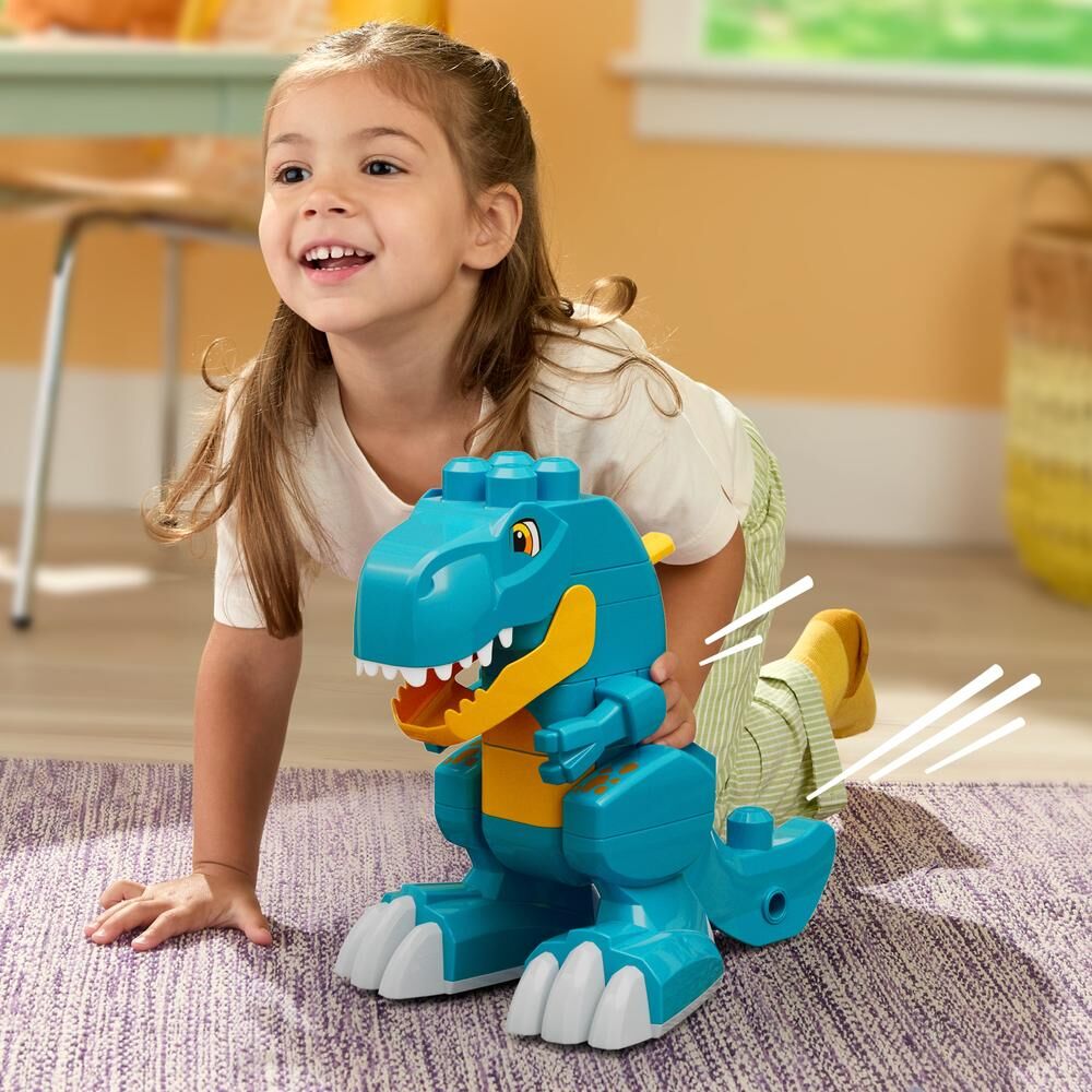 Dinosaurio T-Rex azul de MEGA Bloks con bloques de construcción - 4