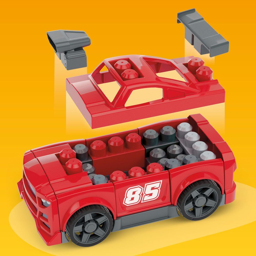 Coche de carreras rojo MEGA Bloks 3 en 1 con bloques grandes - 5