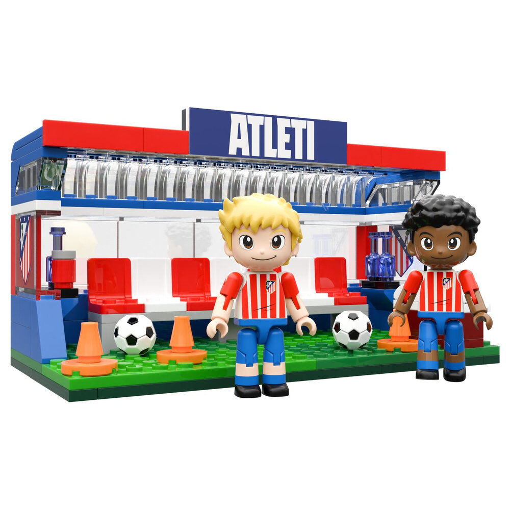 Set de construcción del banquillo del Atlético de Madrid con dos figuras