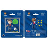 Figura NEKO de jugador del FC Barcelona con balón y pegatinas numeradas
