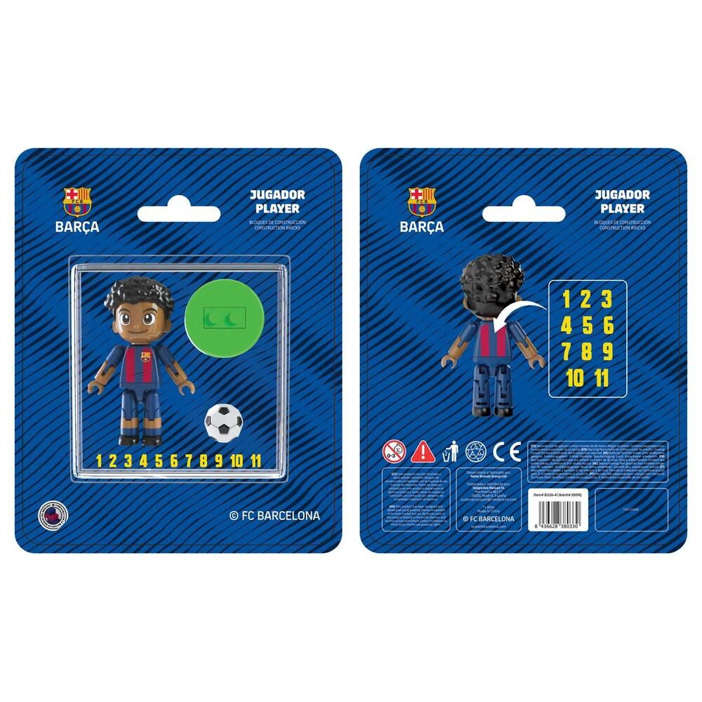 Figura de jugador del FC Barcelona NEKO con balón y pegatinas numeradas