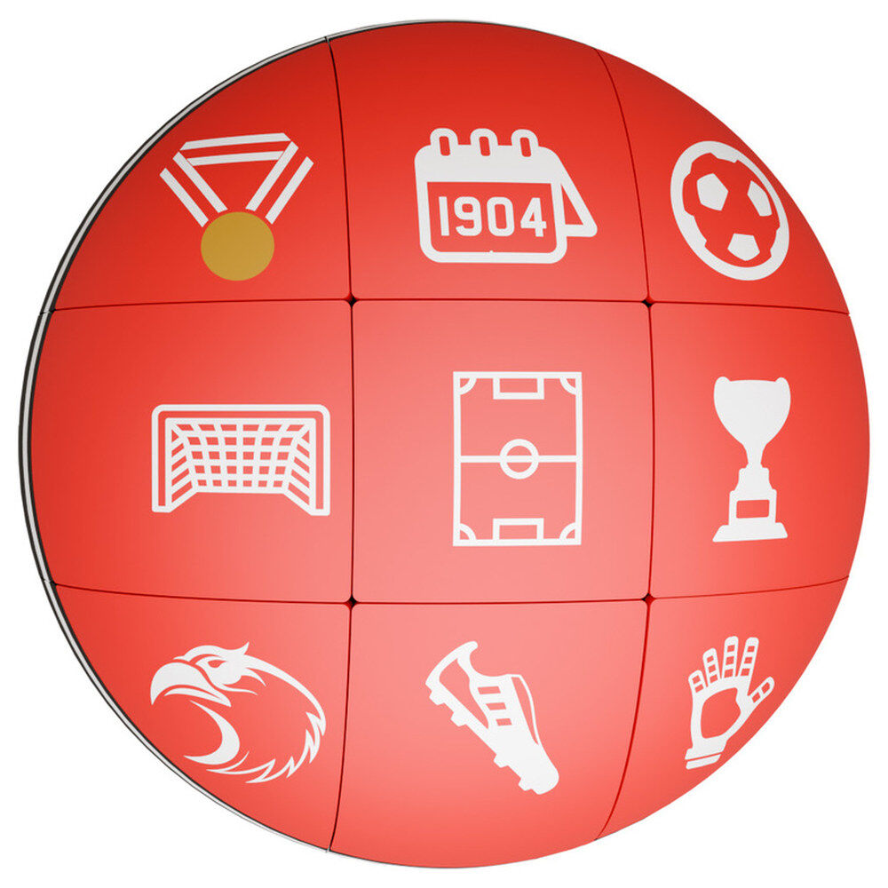 Puzzle esférico rojo del Benfica con iconos de fútbol