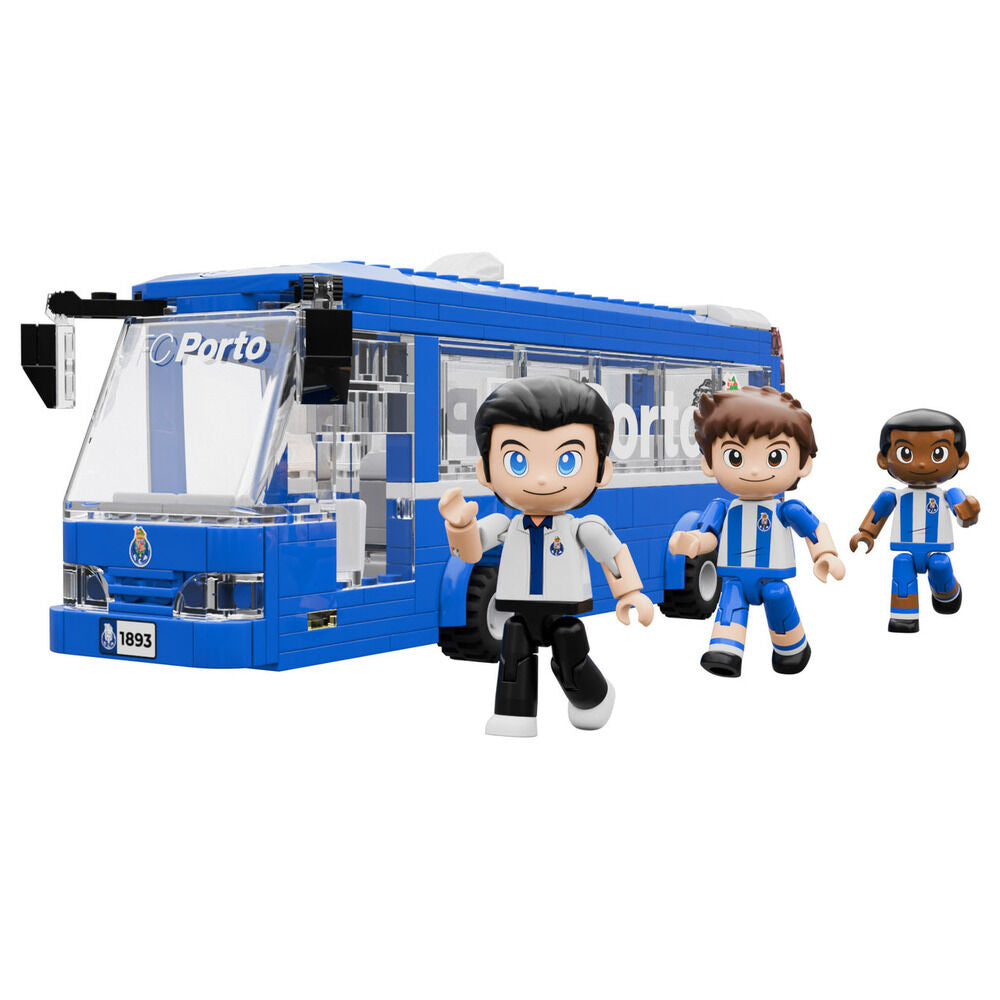 Set de bloques NEKO con autobús Porto azul y tres figuras de jugadores