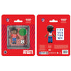 Figura NEKO de jugador del Atlético de Madrid con balón y pegatinas numeradas