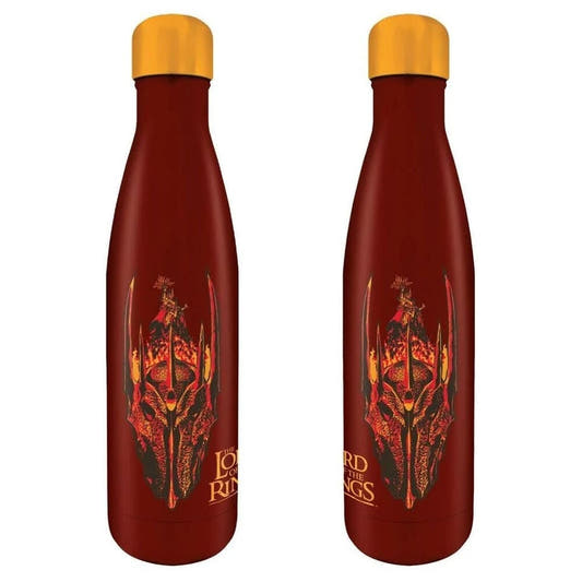 Botella roja de acero inoxidable de El Señor de los Anillos con tapón dorado