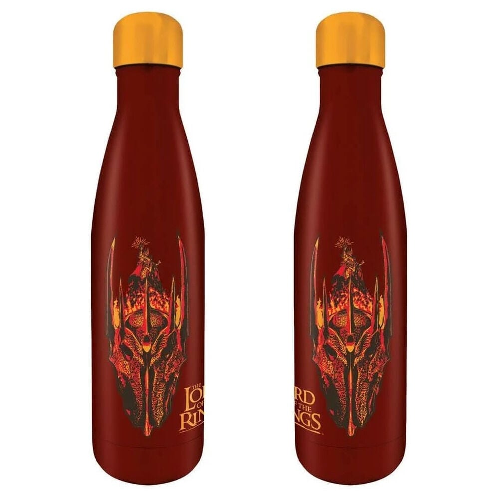 Botella roja de acero inoxidable de El Señor de los Anillos con tapón dorado