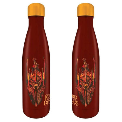 Botella roja de acero inoxidable de El Señor de los Anillos con tapón dorado