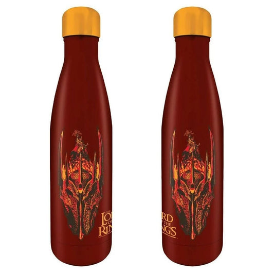 Botella roja de acero inoxidable de El Señor de los Anillos con tapón dorado