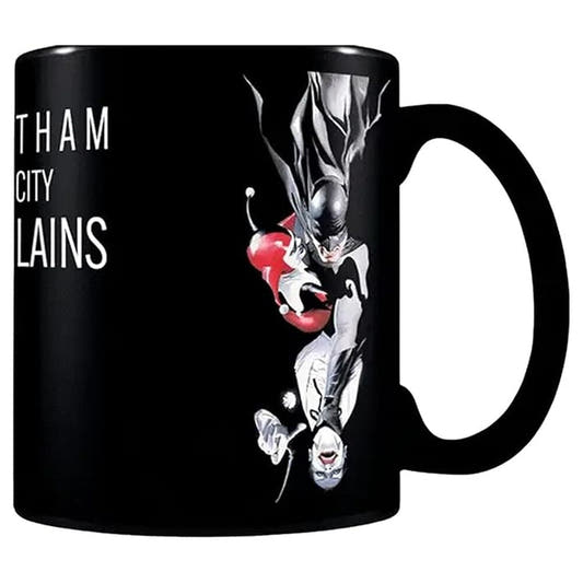 Taza termosensible negra de cerámica con Batman y Joker de DC Comics