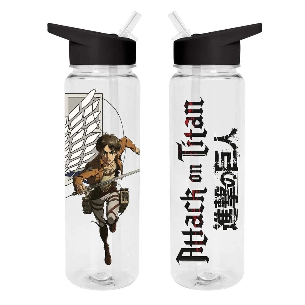 Cantimplora transparente de Attack on Titan con Eren Jaeger