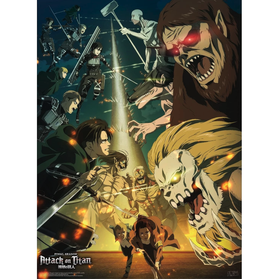 Set de 2 pósteres de Attack on Titan con personajes y titanes - 3