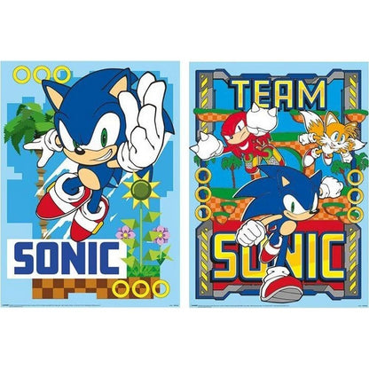Set de dos pósteres de Sonic The Hedgehog con Sonic, Tails y Knuckles - 2