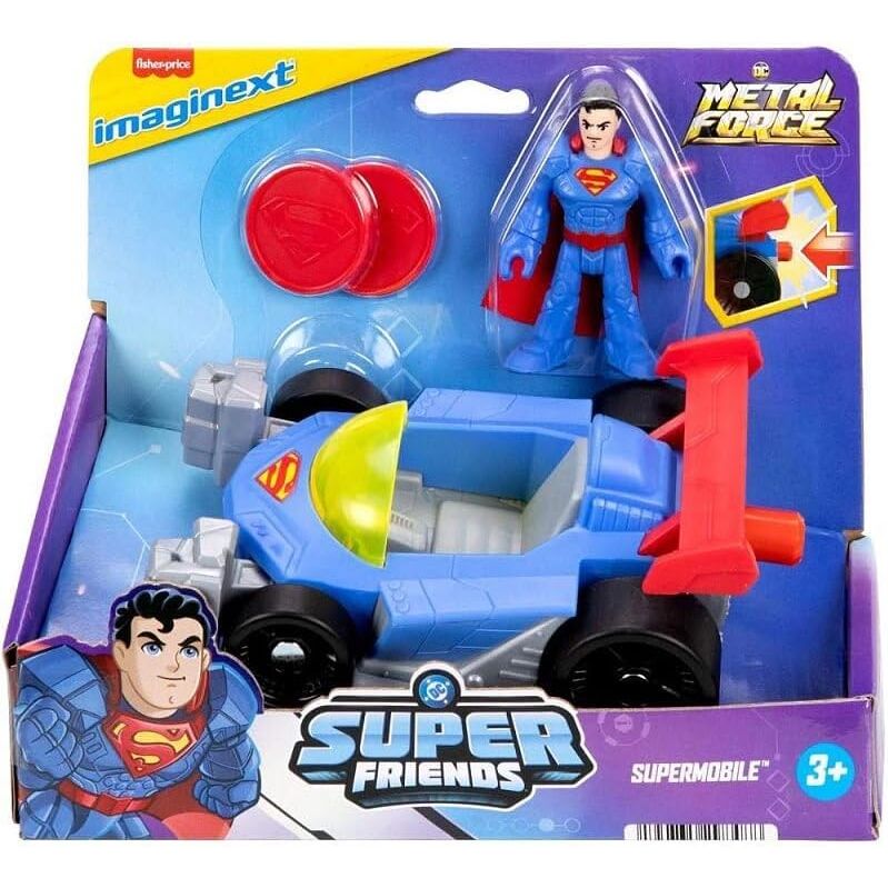 Figura DC Super Friends con coche de juguete y discos lanzadores - 5