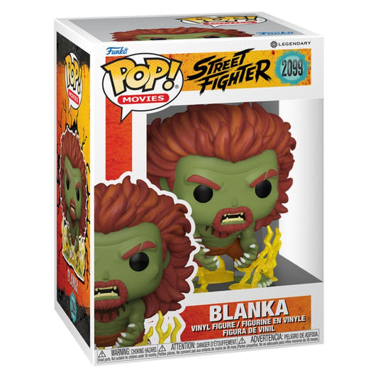 Figura Funko POP! de Blanka de Street Fighter con efecto eléctrico amarillo