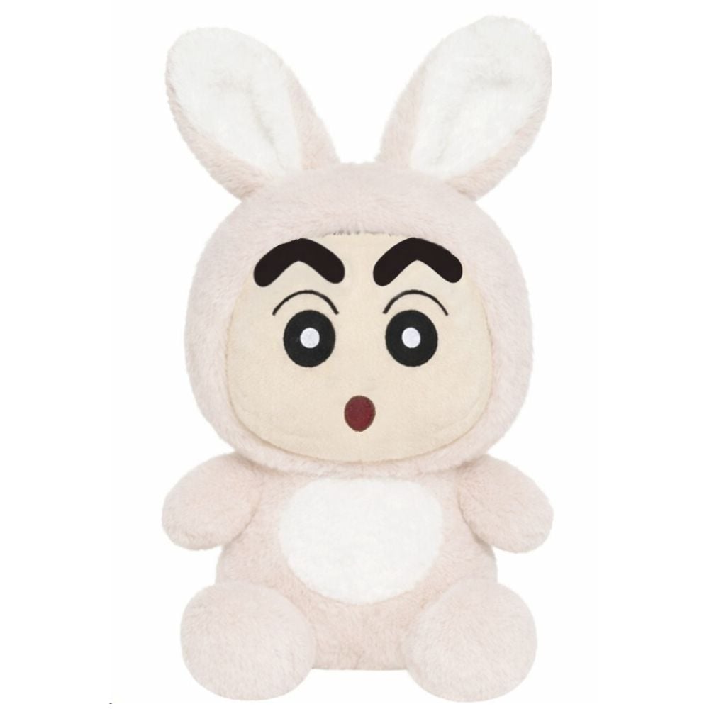 Peluche de Shin Chan con disfraz de conejo rosa de 30 cm