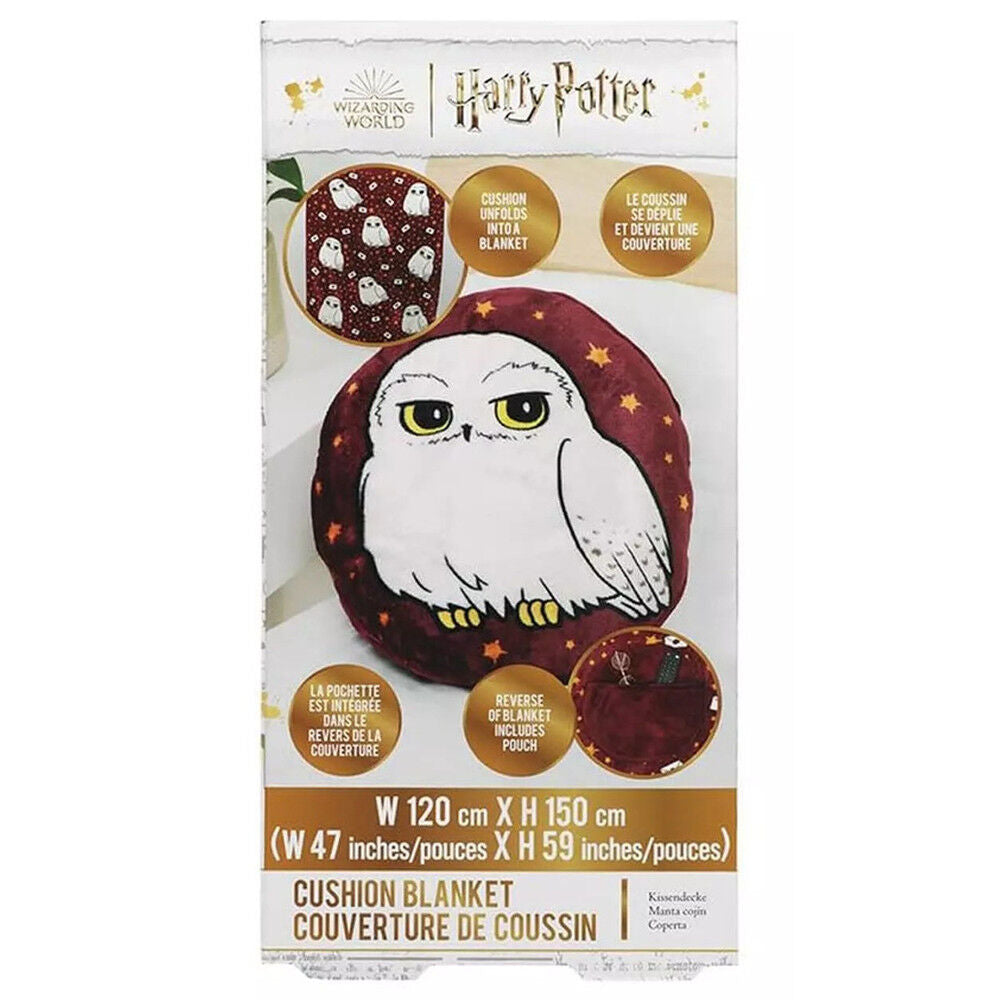 Cojín manta 2 en 1 de Hedwig de Harry Potter en burdeos