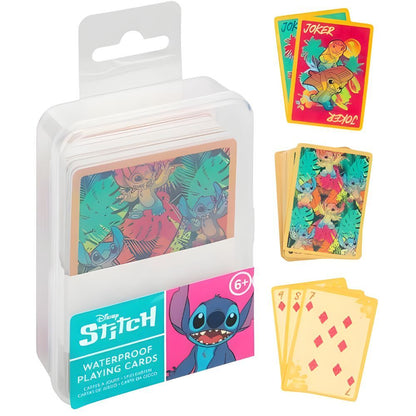 Baraja de cartas impermeables de Stitch Disney con diseños tropicales
