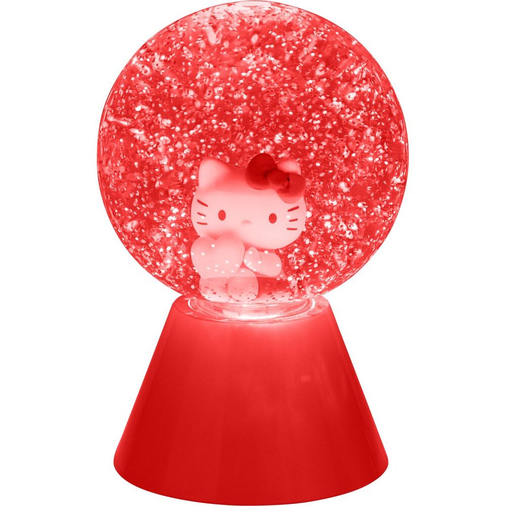 Lámpara LED de Hello Kitty con purpurina y base rosa - 3